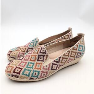 David Tate Sangria Woven Espadrille Flat Women's Diamond Multi Size US7.5WW EU38
